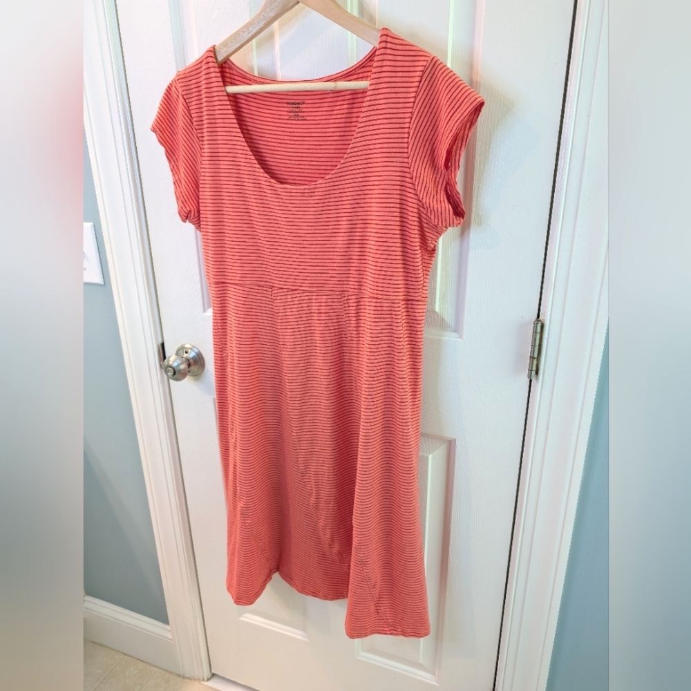 Toad&Co Nena Stripe Dress Short Sleeve Orange Large - Picture 6 of 9